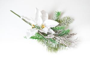 Vianočné ruže s čečinou biela 41 cm